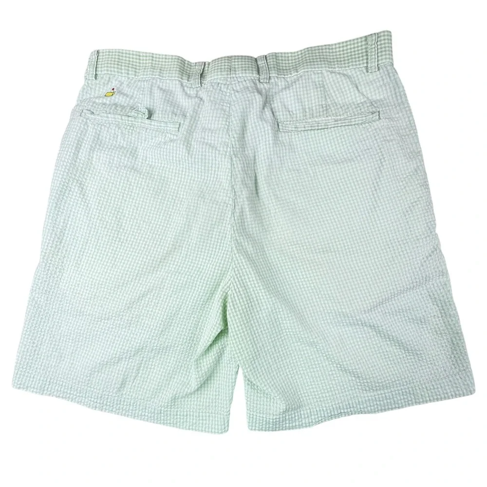 Bobby Jones Players Masters Seersucker Shorts Green‎ White Gingham Mens 34 Golf